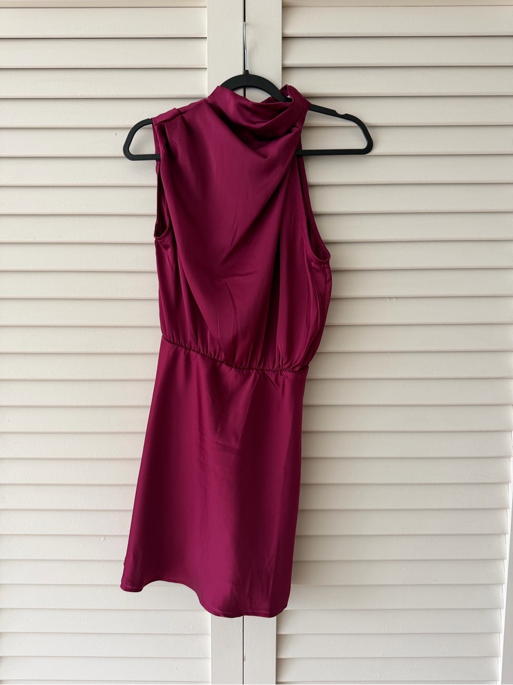 Petal & Pup Sleeveless Mock Neck Mini Dress in Burgundy